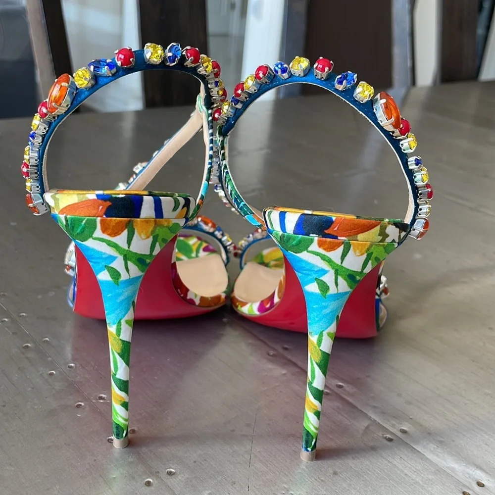 Christian louboutin Rosapetra multi color stiletto sandal 100mm sz 39 - Picture 5 of 11